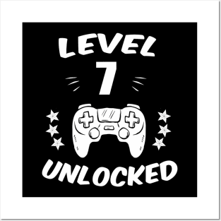 Level 7 Unlocked  Video Gamer 7th Birthday Posters and Art